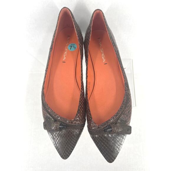 Via Spiga Dottie Brown Snakeskin Flats 7.5 - Picture 6 of 6